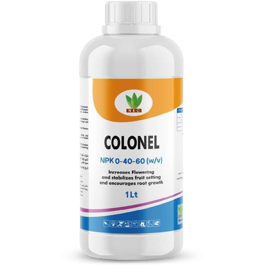 -2147483648_-210032 کود فسفر پتاس PK 40-60 کولونل اردنی 1 لیتری - بطری پلاستیکی با برچسب آبی و سفید